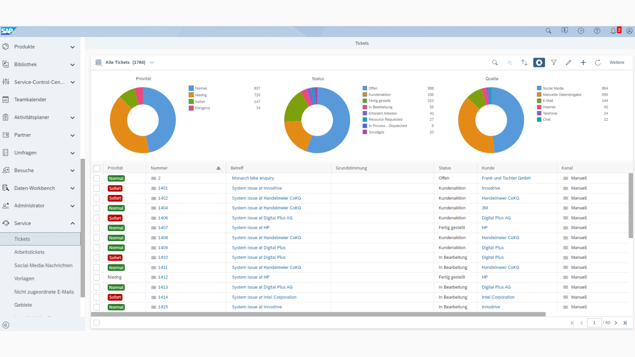 SAP Service Cloud Screenshot