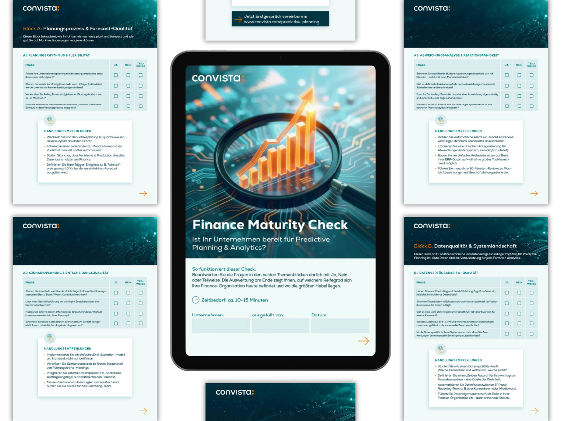 Finance Maturity Check Convista Mockup